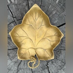 Vintage Brass Leaf Trinket Dish